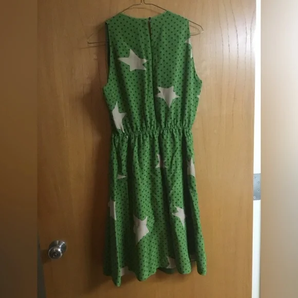 Girls From Savoy Mini Dress Nova Silk Green Polka Dot Stars, Sz 8 - Picture 2 of 5